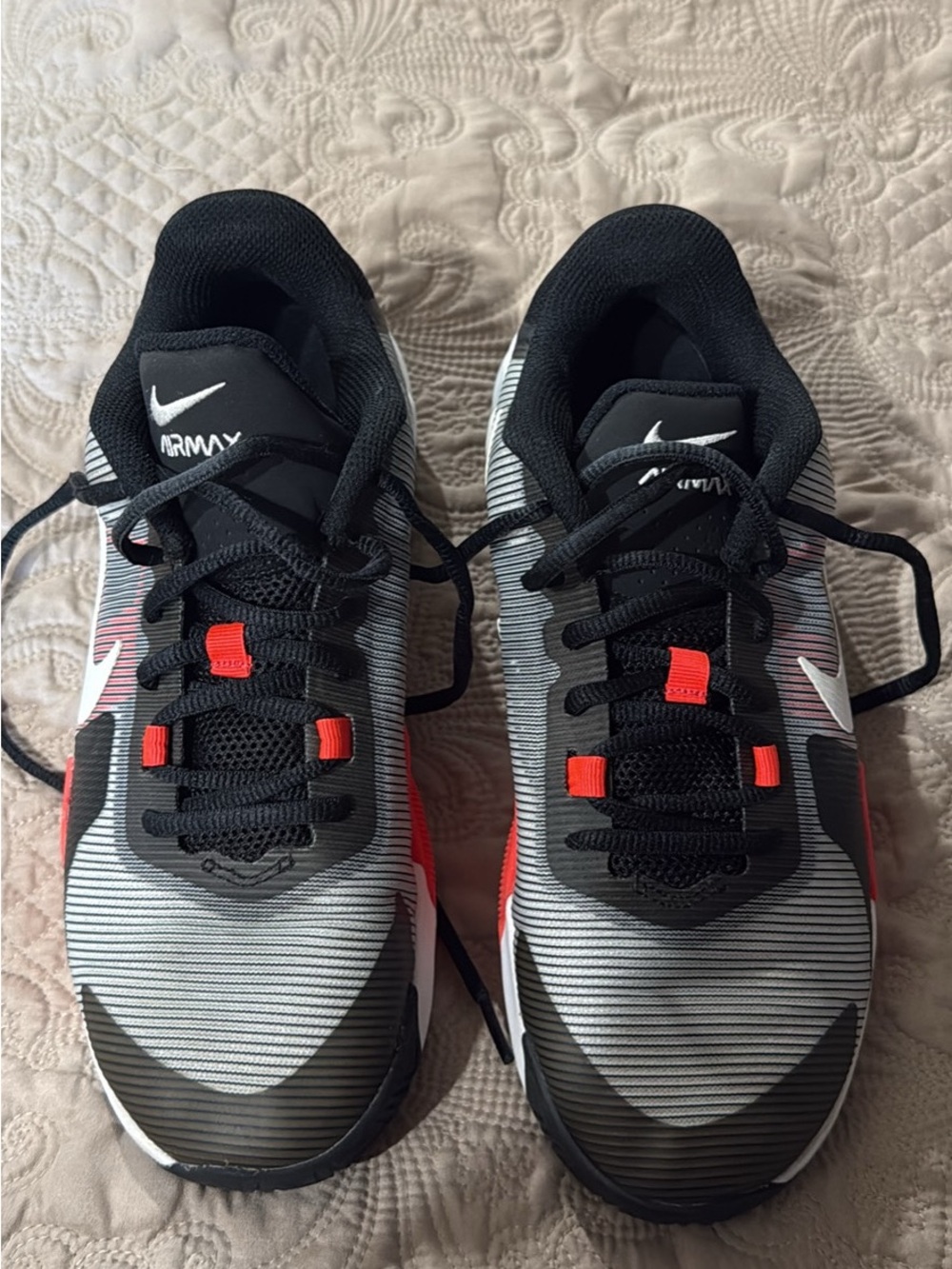 Nike Black and White Trainer with Red Accent